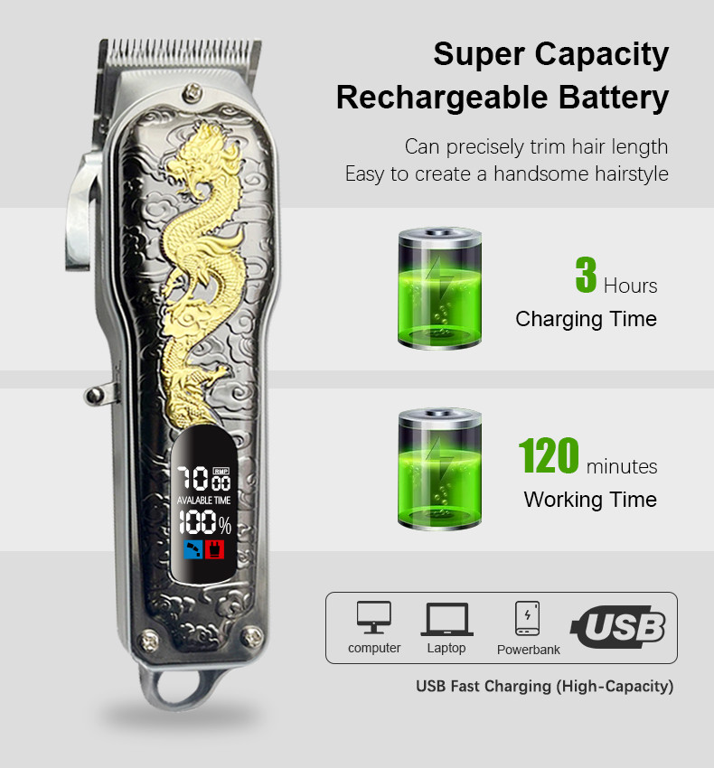 Professional Rechargeable Electric Hair Trimmer With Replacement Blade