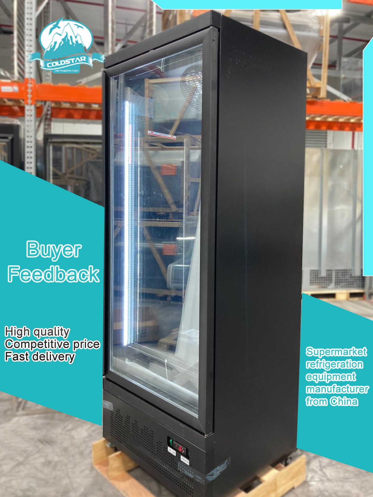 LED Light Drink Beverage Chiller Upright Cold Drink Refrigerator For The Supermarket