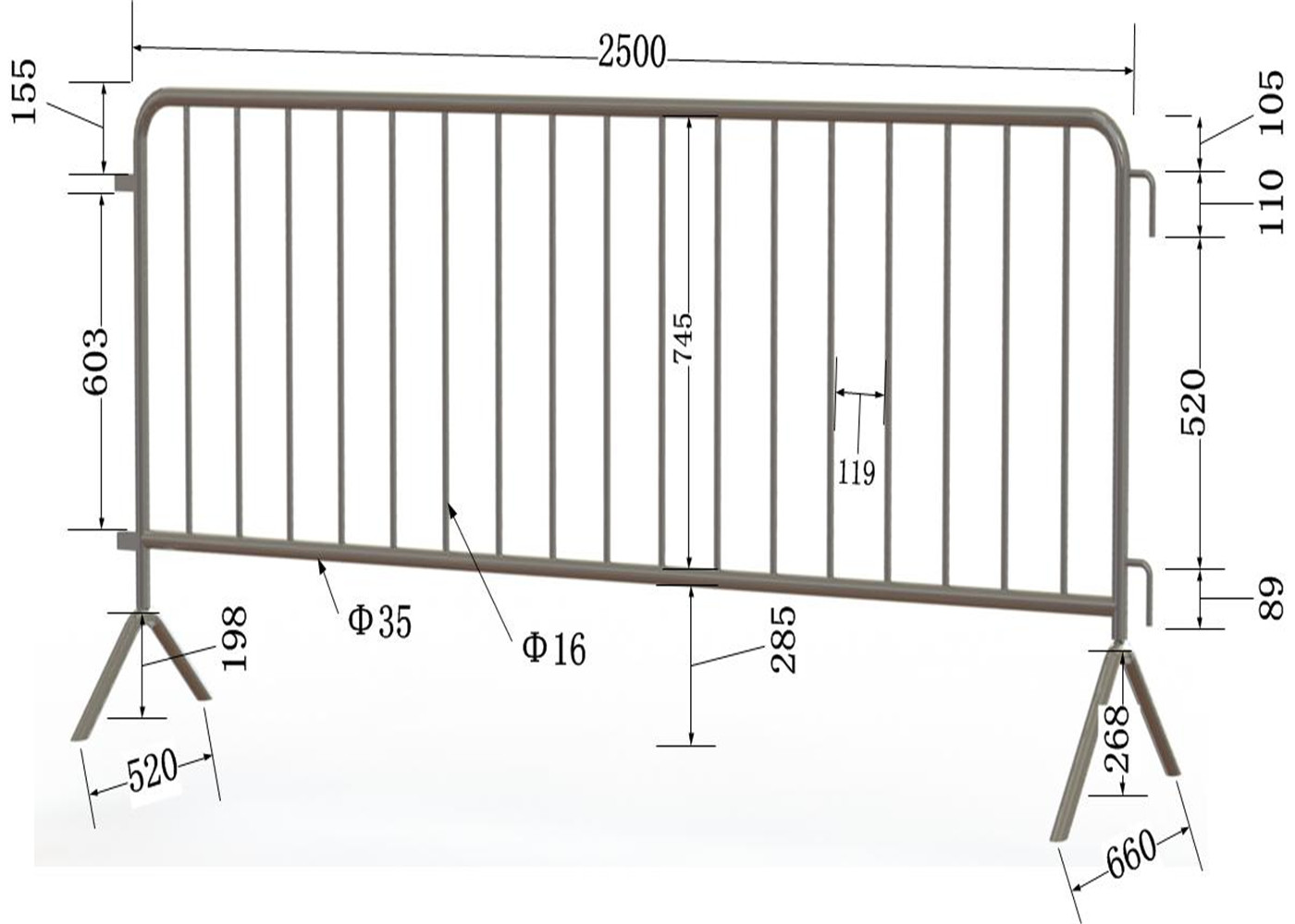 Hot sale road safety metal pedestrian used crowd control barrier