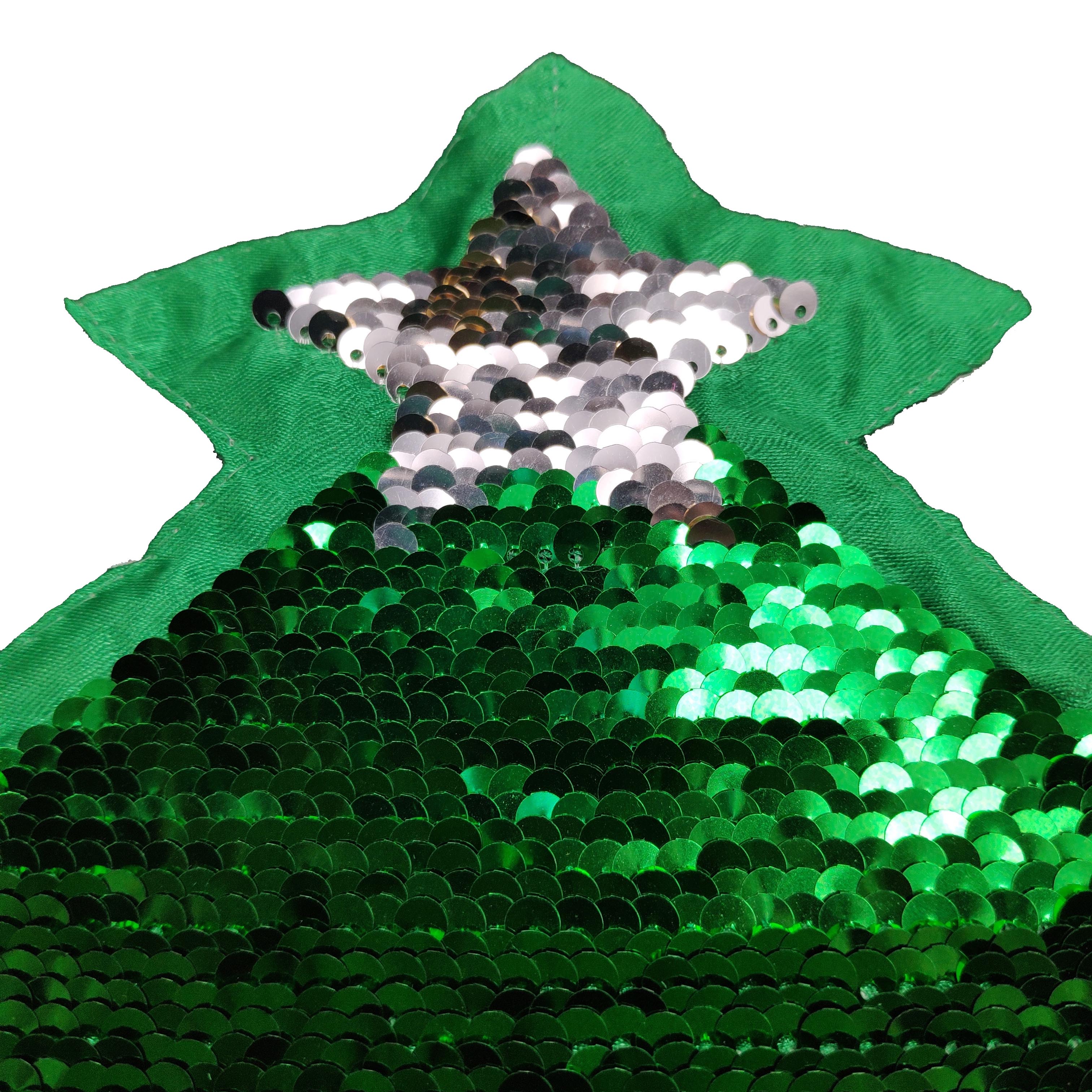 Green / Red Sequin Christmas Patches , Eco Friendly Christmas Tree Iron On Patch