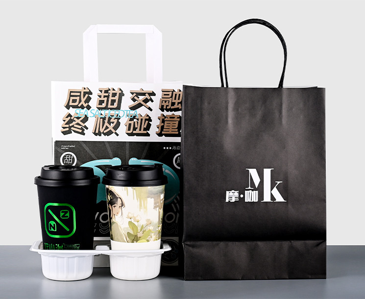 Lightweight Reusable Paper Take Out Bags Takeaway Delivery Bags Eco Friendly Lifestyle