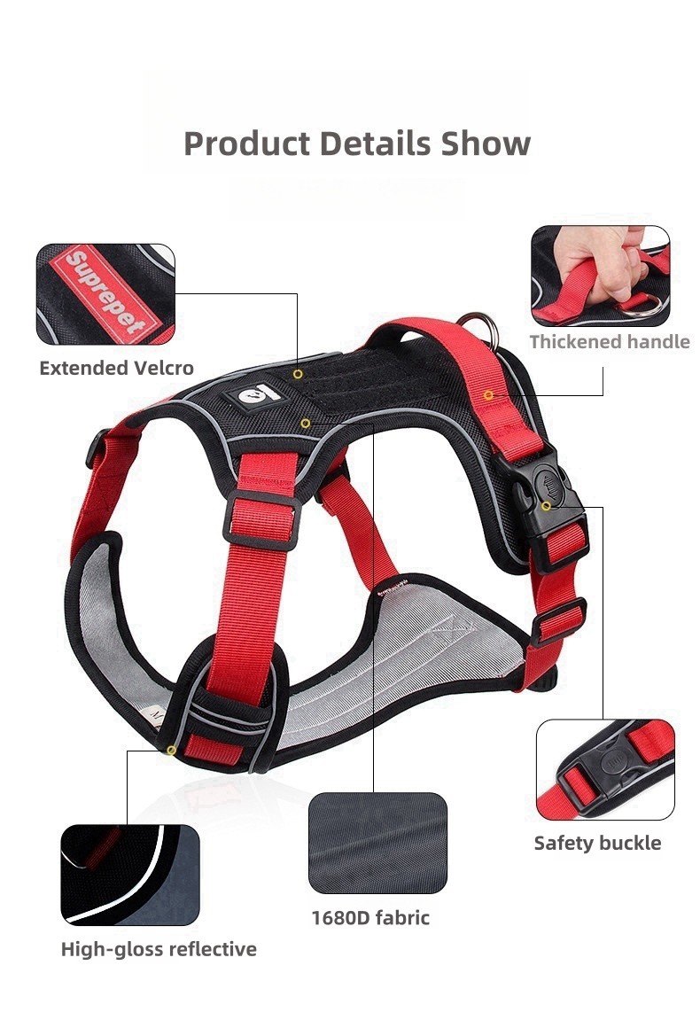 Dog leash explosion-proof big dog chest harness reflective large dog dog leash vest pet leash