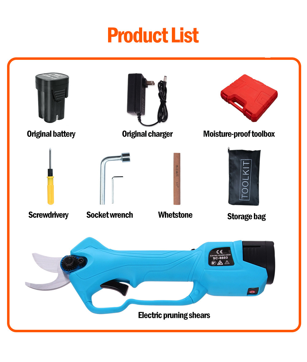 Swansoft 28mm 16.8V Electric Garden Pruner Scissors Cordless Electric Pruning Shears Battery Orchard Pruner