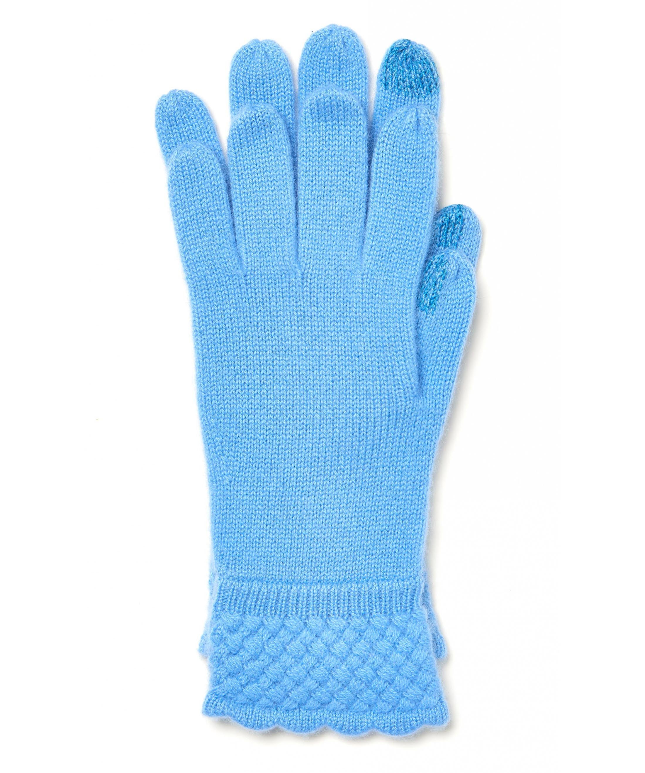Jacquard Cuff Knitted Gloves With Fingers Pure Color Lattice Stitch Custom Design