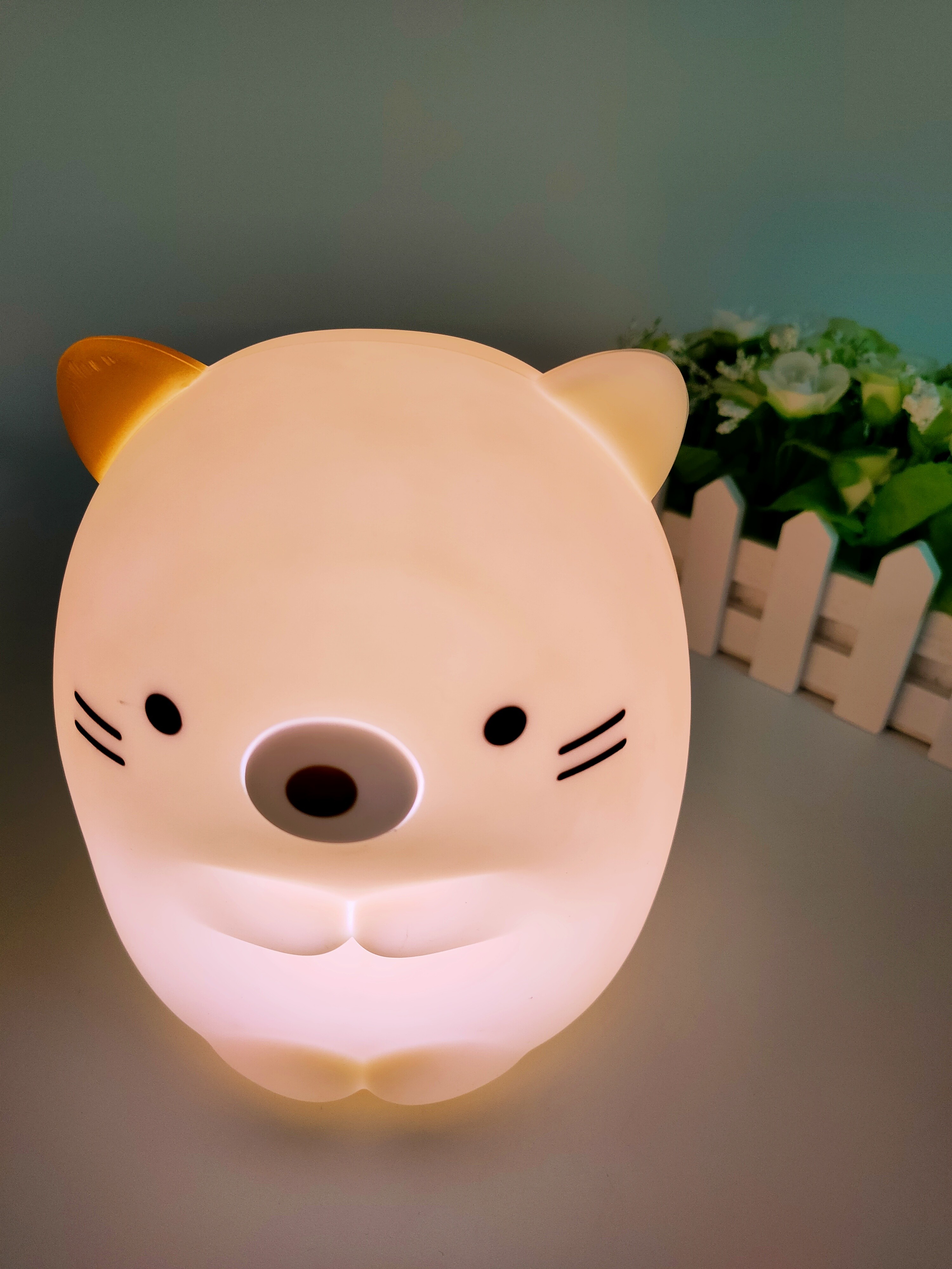 Cartoon Hamster Soft Silicone Toys , Silicone Color Changing Night Light