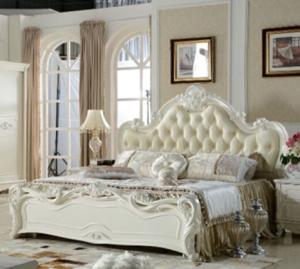 China 2017 newest Classic French style wooden soft leather bed wholesale