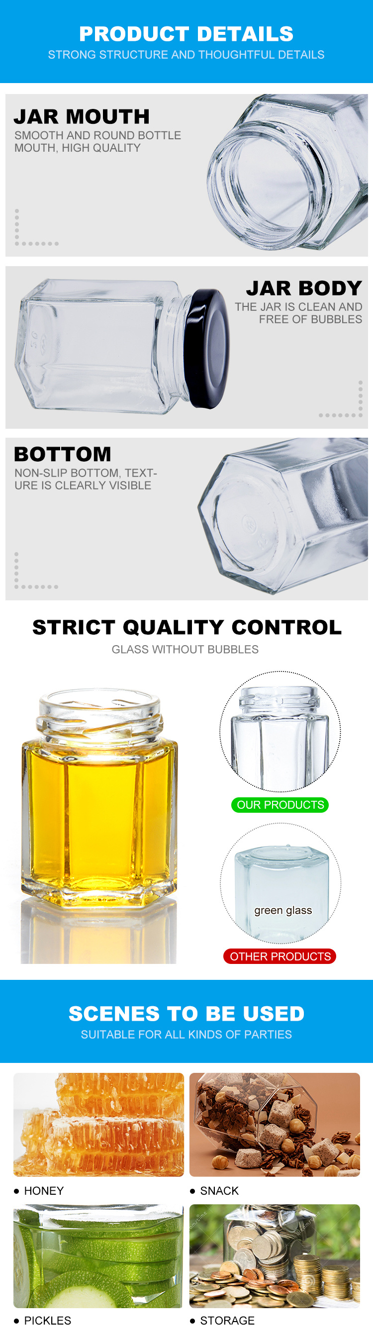 Custom Label 120 Ml 240 Ml 300 Ml Food Storage Sundry Food Jars Glass Jar with Lid