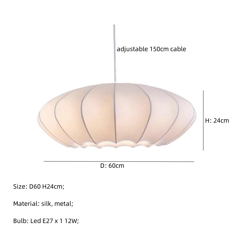 Nordic E27 Led Pendant Lights Silk Hanging Lamp Minimalism Wabi Sabi Suspend Lamp(WH-AP-564)