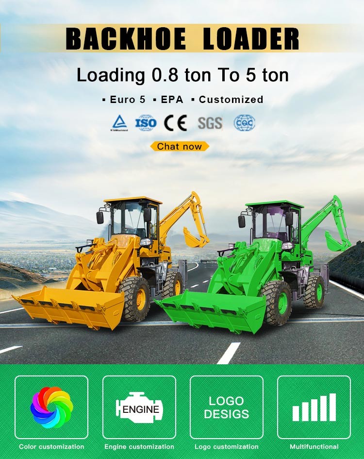 2500kg Towable Backhoe Loader Machine With 4 In 1 Bucket