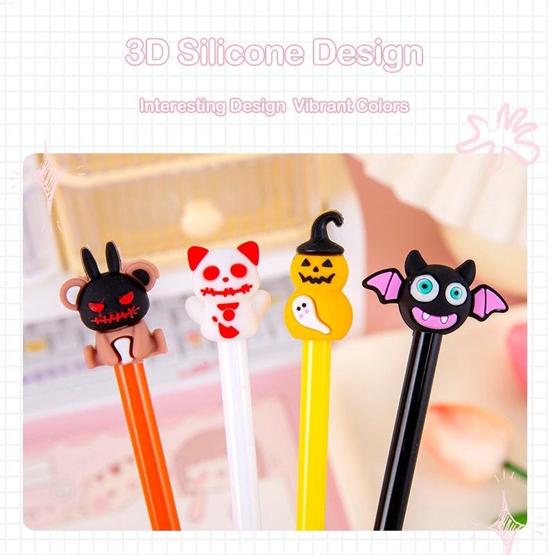 Creative Halloween Theme Gel Pen 0.5mm Cartoon Pumpkin Bat Ghost Gift Gel Pen