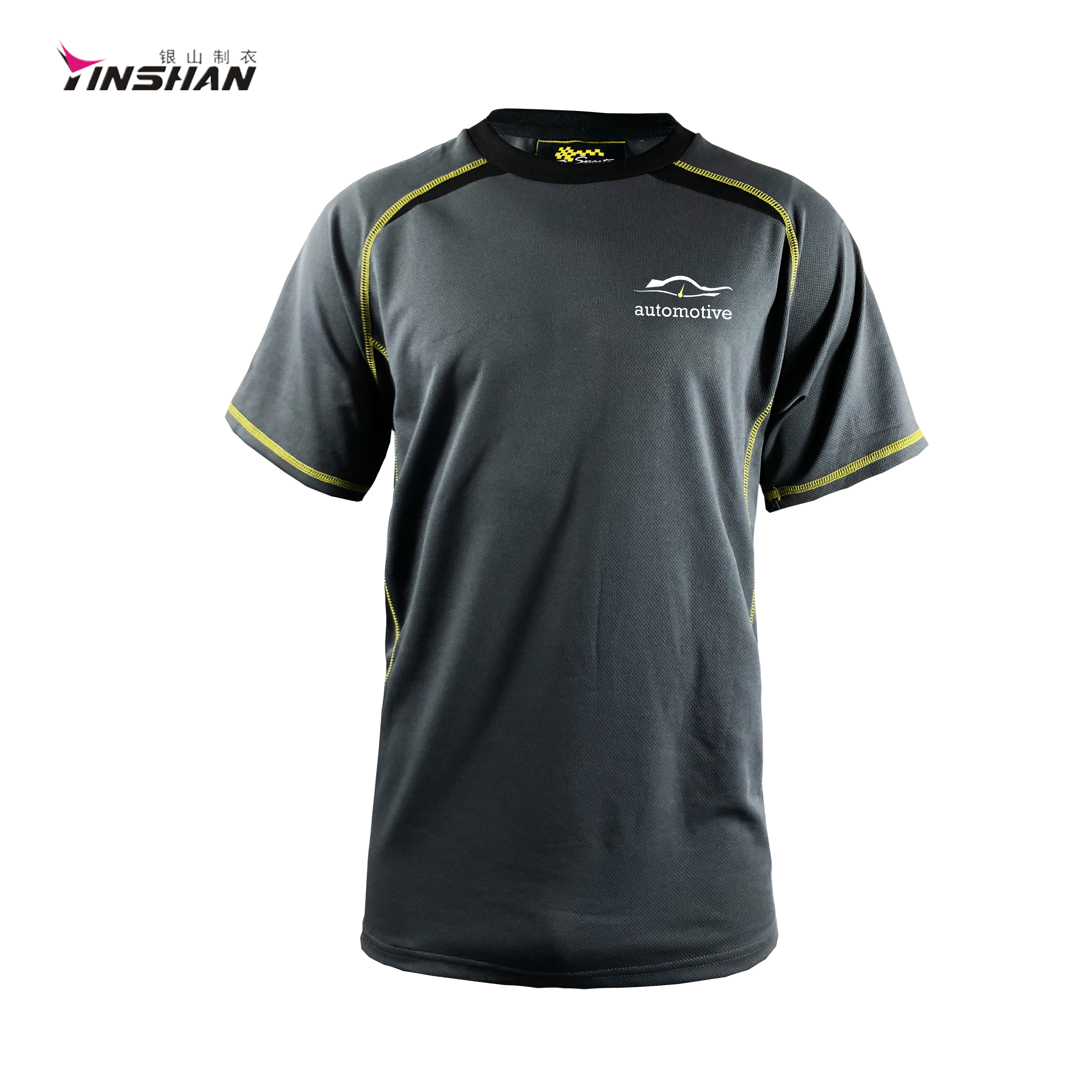 Polyester Cotton Men's Racing Short Sleeve T-shirts with Quick Dry Fabric Customized