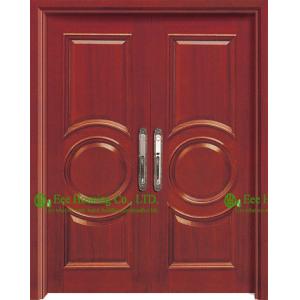 China luxury Exterior Timber Veneer Wood Double Entry Door,Exterior Solid Swing Wooden Doors wholesale