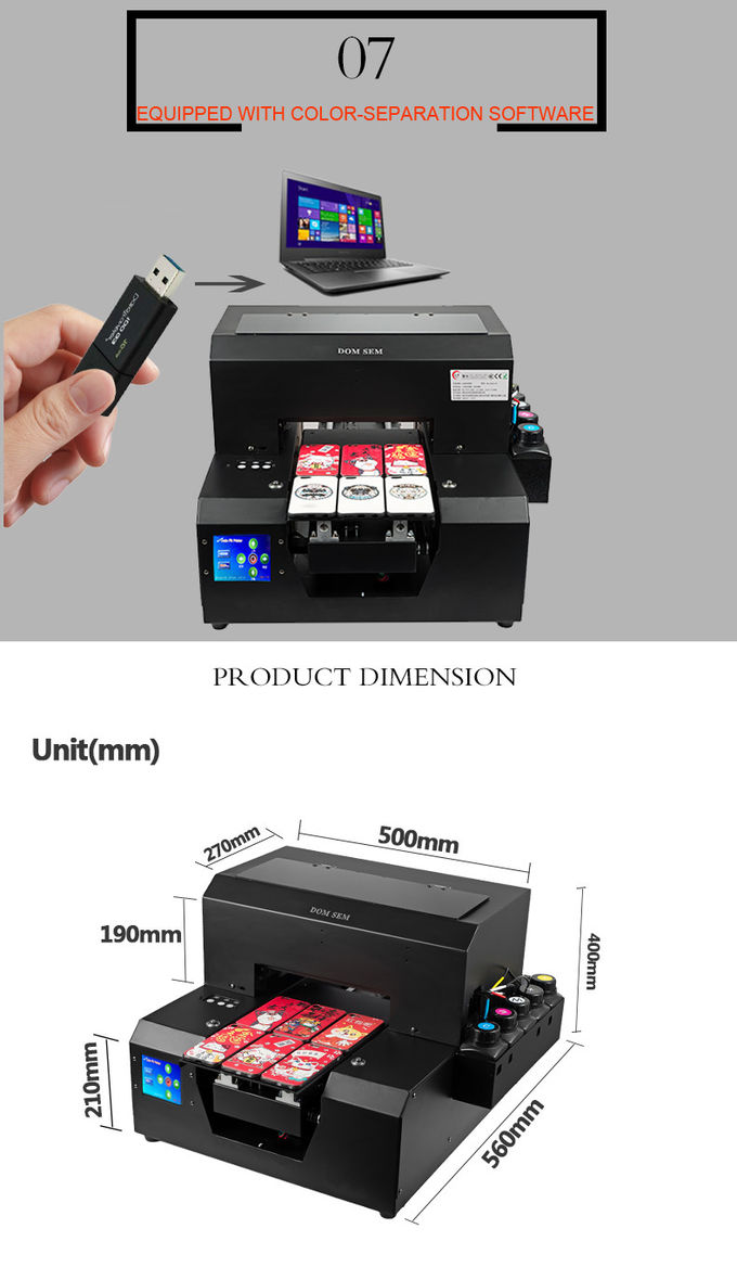 Professional Mini A4 UV Flatbed Printer UV LED Instant Dry System