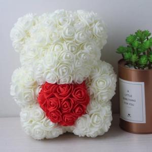 China Wholesale Preserved rose bear with heart popular size 25cm teddy bear of roses wholesale