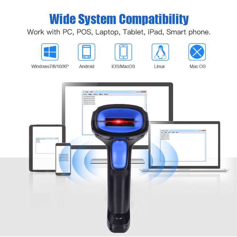 Wireless 2D Qr Code Scanner Portable Reader Bluetooth For Tablet IPad IOS PC POS