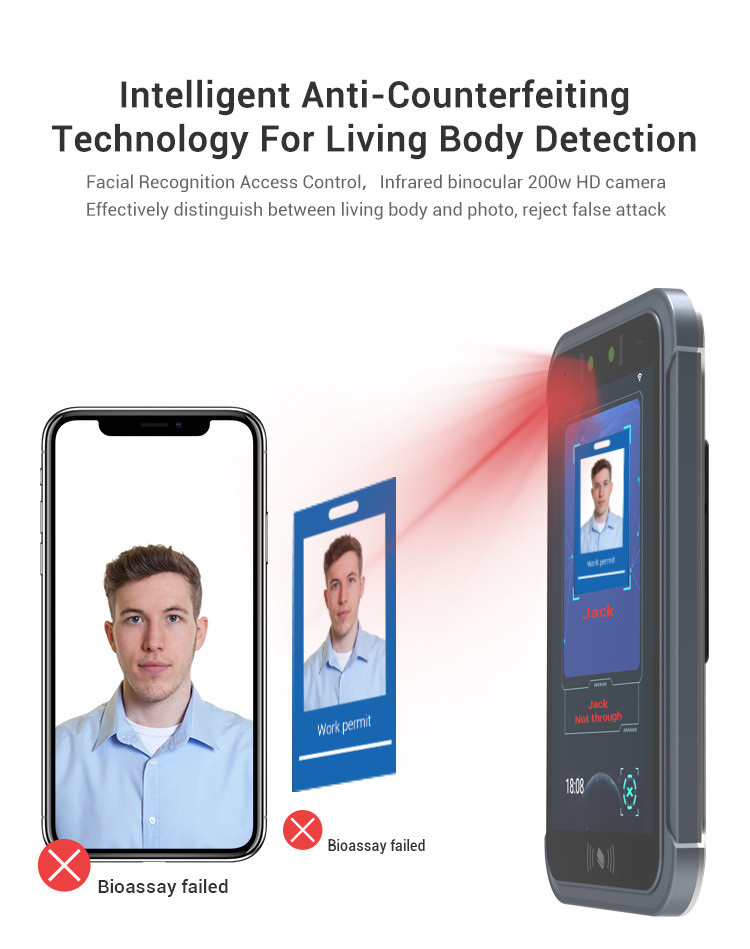 Pedesta 8" Biometric 3D Face Detection Attendance Device With Human Body Temperature Sensor
