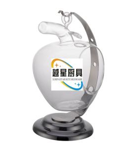 China Room Service Tabletop Smallwares Glass Candle Stand With Stainless Steel Holder 116×H155mm wholesale