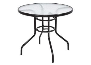China Sturdy Frame Tempered Glass Garden Table , Round Tempered Glass Patio Table wholesale