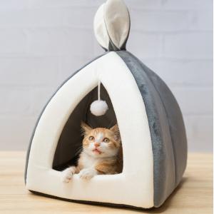 China Warm Small Pet Cat Bed / Kitten House Collapsible Cave Bed For Winter wholesale