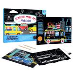 Kids Magic Scratch Art Vehicles Scene Draw Paper Arts Crafts Painting Black