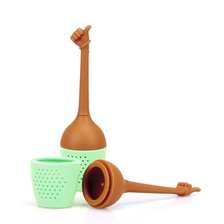 Cute creativity wholesale high quality custom Unique gesture Series shape loose leaf tea filter travel silicone tea infuser