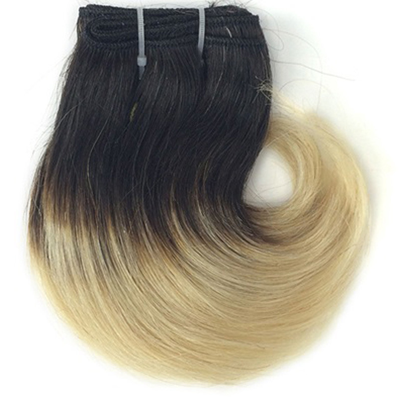 8A Grade 8 Inches Ombre Color Snail Curl Brazilian Human Hair Sew In Weave