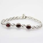 925 Sterling Silver Created Garnet CZ Diamonds Link Tennis Bracelet (H10)