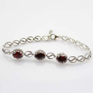 China 925 Sterling Silver Created Garnet CZ Diamonds Link Tennis Bracelet (H10) wholesale