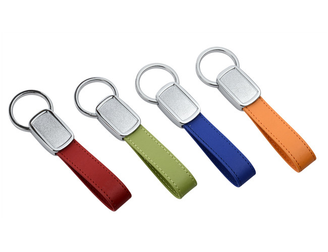 Debossing Tape Green PU Leather Key Chains Strap Epoxy Doming