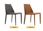 Modern Grey Leather Metal Frame Dining Chairs 17 Inch 43.18CM Seat Height Home