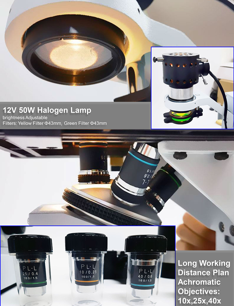 Opto Edu A14.0301 Inverted Optical Microscope Binocular 400x Abbe Condenser 12V 50W
