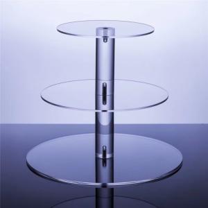 China 3 Tier Cupcake Acrylic Stand Round Lucite Cupcake Holder For Wedding / Birthday wholesale