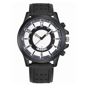 China Quartz Movement Large Dial Mens Wrist Watches Black Casual Watches Leather Straps 23cm wholesale