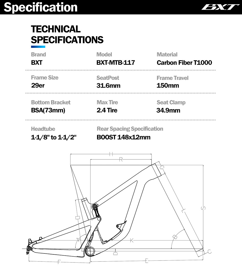 Full Suspension Hardtail Mountain Bike Carbon Frame MTB Frame 29 Boost