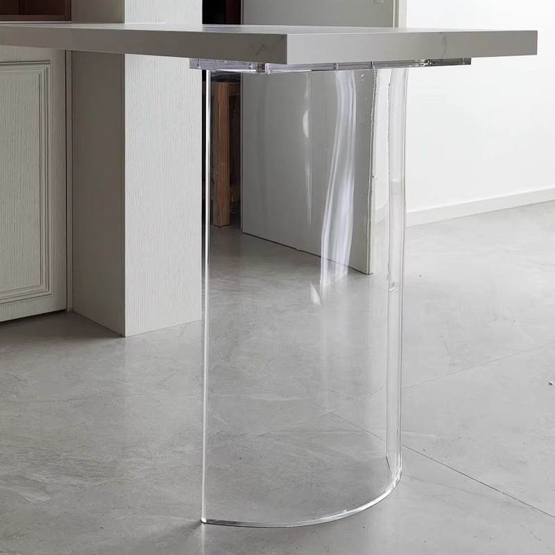 Stylish Clear Arc-Shaped Acrylic Table Legs Floating Design for Standard or Customized 60 x 20 x 75 cm Tables