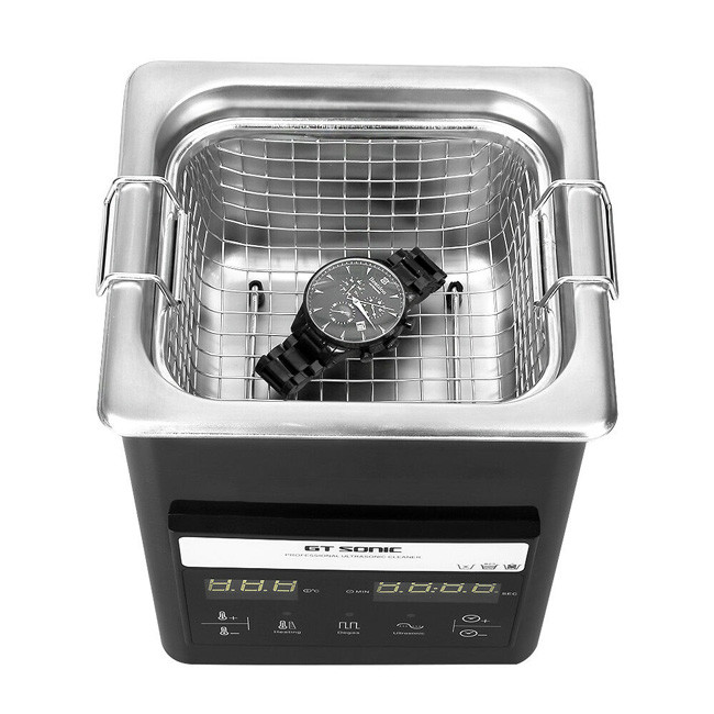Small Stainless Steel 2L Ultrasonic Cleaner With Digital Heater Timer 50W