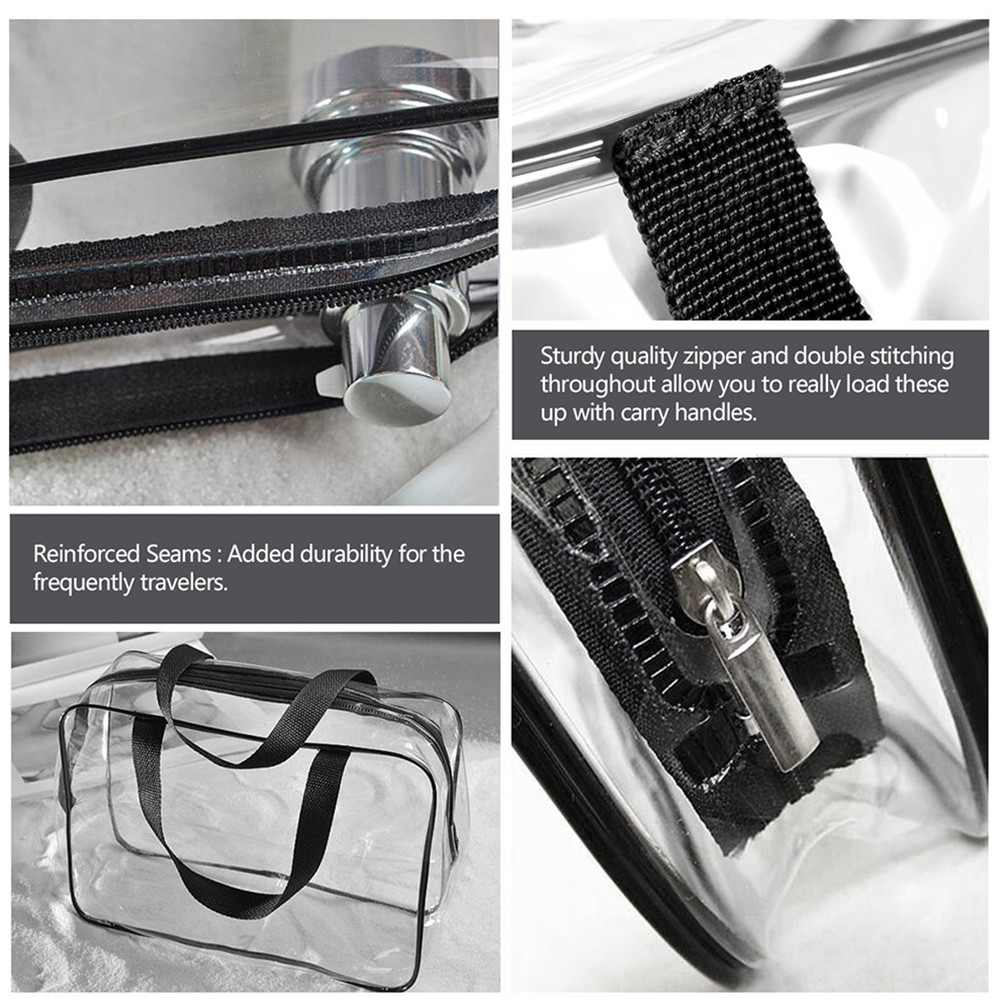 Waterproof Unisex 3pcs Clear Vinyl PVC Makeup Pouch