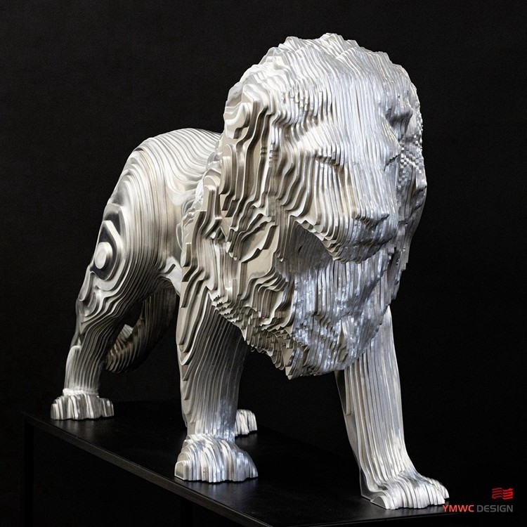 Custom Metal Animal Statues Art Decoration with Large Stainless Steel Lion Sculptures