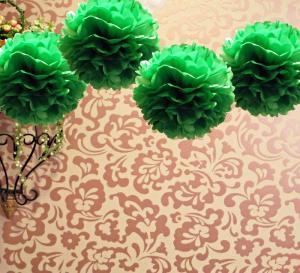 China 12&quot; Tissue Pom Pom - Dark Green (4 Pack) wholesale