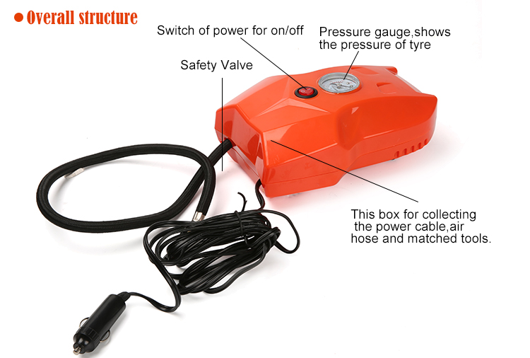 25mm Cylinder Tire Inflator For Trucks , 12v Air Pump For Car Tires