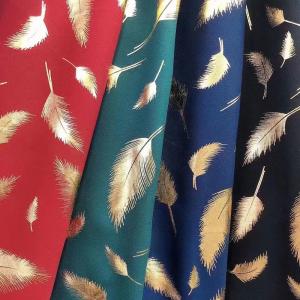 China OEM Bronzing Floral Foil Polyester Woven Fabric Leaf Printing wholesale