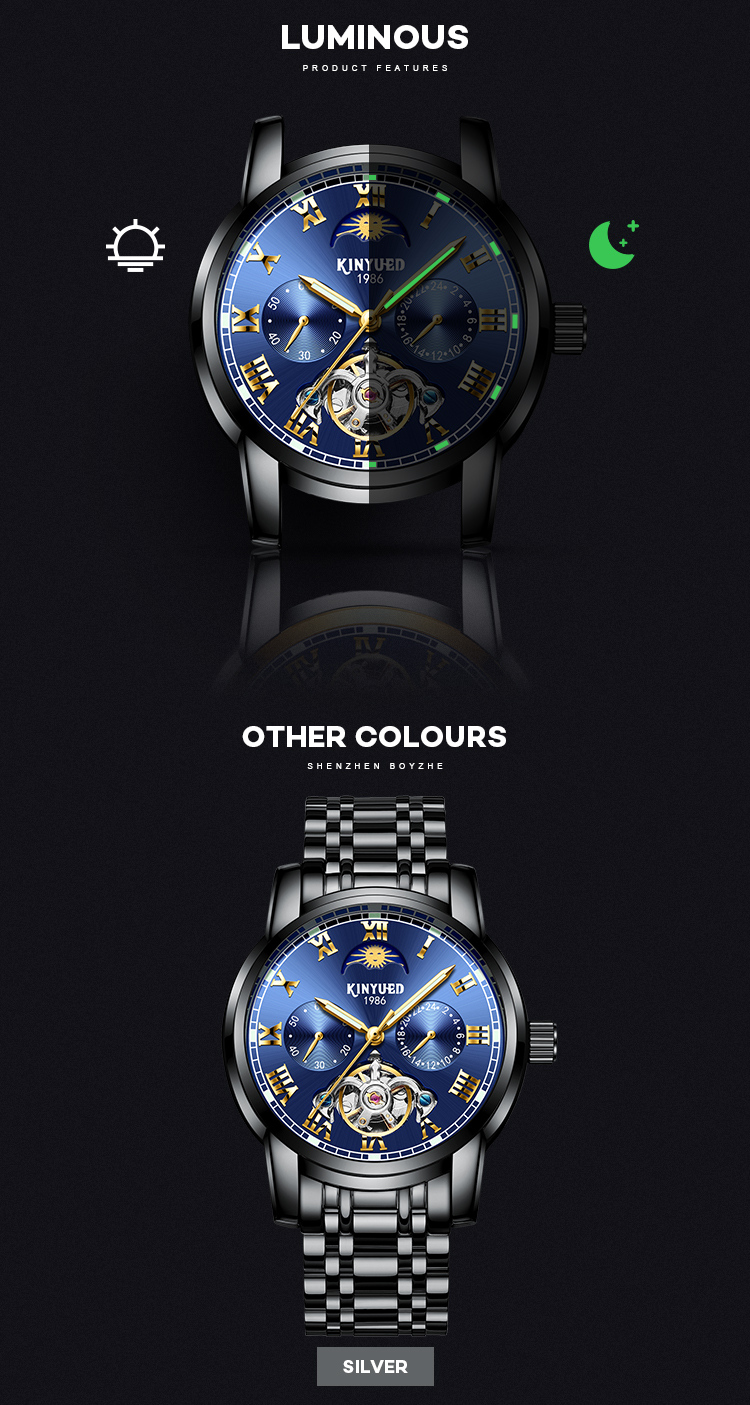 KINYUED watch own brand mens watches in wristwatches manufacturer tourbillon mechanical wristwatch