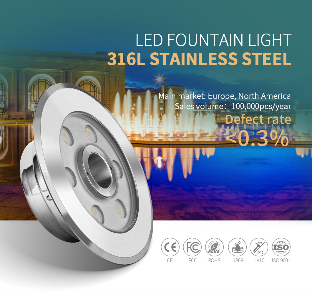950LM Monochromatic Waterproof Led Fountain Lamp IP68 SMD3535