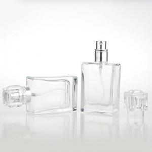 China 100ml Clear Square Glass Perfume Spray Pump Bottle Painting Lettering on sale