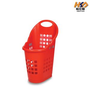 China 510MM 60LTR Red Mini Shopping Grocery Pickup Market Basket With Handles Four Wheels wholesale