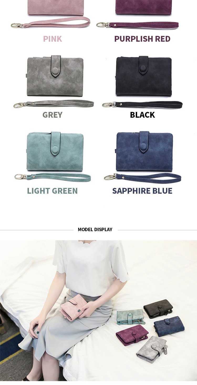 Frosted Leather Short Wallet with Large Capacity Credit Card Holders and Bifold Design
