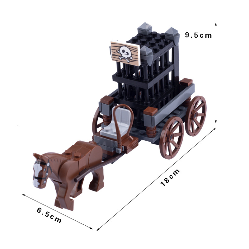 Medieval City Scene Military Building Blocks Set with Man Carriage Soldier and Chariot