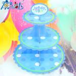 Party Children's Birthday Decoration Paper Blue Petal Folding Cake Stand Three