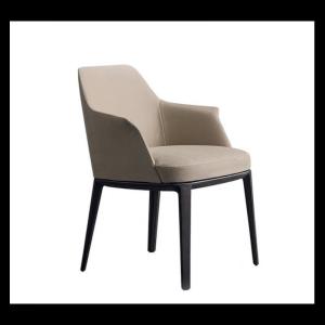 China Beige Upholstered Dining Chairs Durable ISO9001 Cream Fabric Dining Chairs wholesale