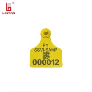 China OEM Yellow TPU Cow Identification Tags , Smart Ear Tags For Cattle Laser Print wholesale
